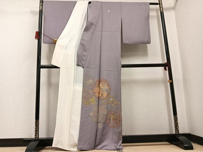 平和屋着物●豪華色留袖　作家物　中国三大刺繍　相良刺繍　花蝶文　金銀糸　正絹　逸品　AABH2050ph