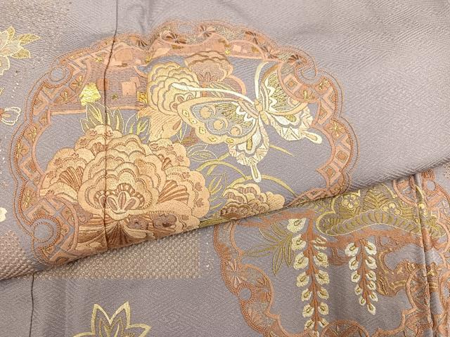 平和屋着物●豪華色留袖　作家物　中国三大刺繍　相良刺繍　花蝶文　金銀糸　正絹　逸品　AABH2050ph