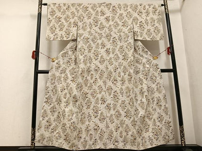 平和屋着物●上質な小紋　草花文　正絹　逸品　AABH2052ph