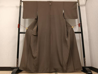 平和屋着物●上質な色無地　海松茶色　正絹　逸品　未使用　AABH2053ph