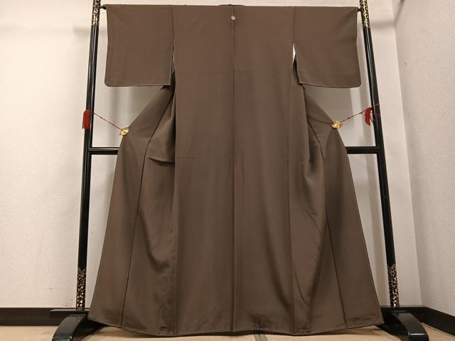 平和屋着物●上質な色無地　海松茶色　正絹　逸品　未使用　AABH2053ph