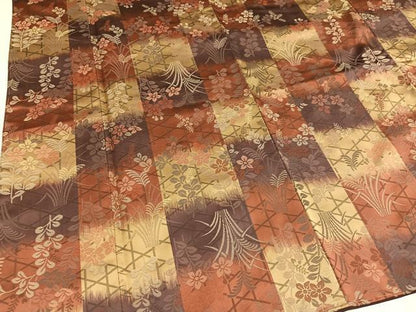 平和屋着物●お召　草花文　正絹　逸品　未使用　AABH2054ph