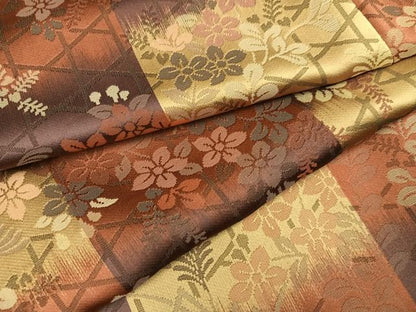 平和屋着物●お召　草花文　正絹　逸品　未使用　AABH2054ph