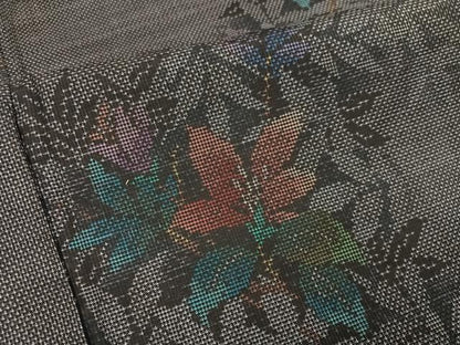 平和屋着物●本場大島紬　カタス7マルキ　草花文　正絹　逸品　未使用　AABH2056ph