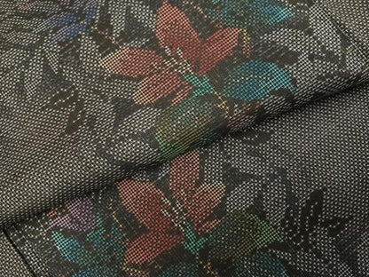 平和屋着物●本場大島紬　カタス7マルキ　草花文　正絹　逸品　未使用　AABH2056ph