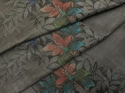 平和屋着物●本場大島紬　カタス7マルキ　草花文　正絹　逸品　未使用　AABH2056ph