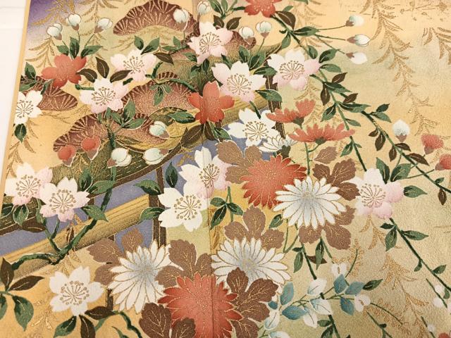 平和屋着物●豪華振袖　松竹梅　暈し染め　金彩　やまと誂製　正絹　逸品　AABH2057ph