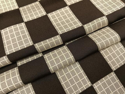 平和屋着物●上質な小紋　市松文　鉄黒色　正絹　逸品　AABH2064ph