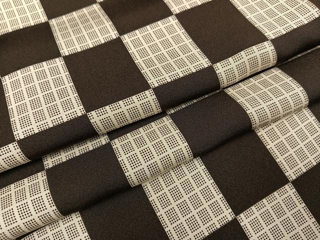 平和屋着物●上質な小紋　市松文　鉄黒色　正絹　逸品　AABH2064ph