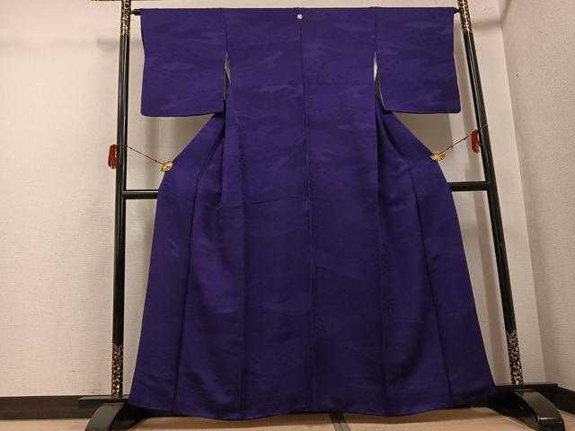 平和屋着物●上質な色無地　吉祥草花地紋　濃鼠色　正絹　逸品　AABH2065ph