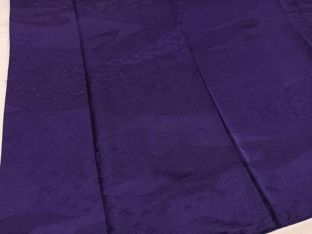 平和屋着物●上質な色無地　吉祥草花地紋　濃鼠色　正絹　逸品　AABH2065ph