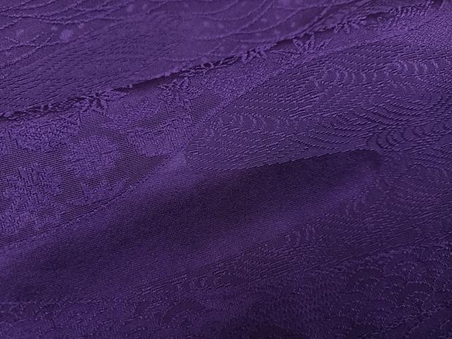 平和屋着物●上質な色無地　吉祥草花地紋　濃鼠色　正絹　逸品　AABH2065ph