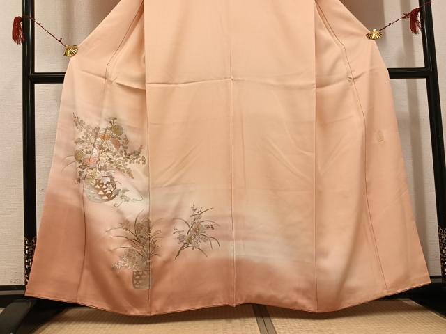 平和屋着物●金彩友禅　卓越技能者・名工・和田光正　訪問着　花篭文　暈し染め　金銀彩　正絹　逸品　AABH2067ph
