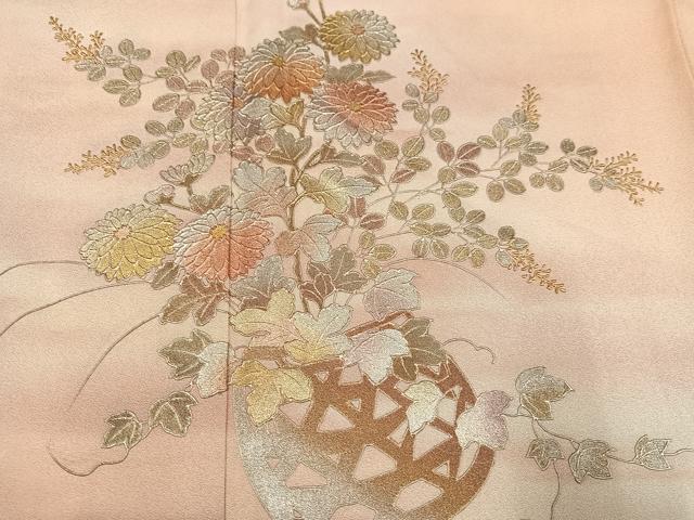 平和屋着物●金彩友禅　卓越技能者・名工・和田光正　訪問着　花篭文　暈し染め　金銀彩　正絹　逸品　AABH2067ph
