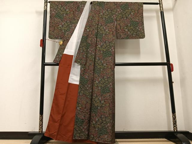 平和屋着物●本場大島紬　草花文　正絹　逸品　未使用　AABH2073ph 平和屋着物○本場大島紬 草花文 正絹 逸品 未使用 AABH2073ph