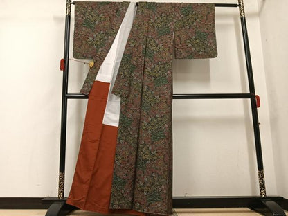 平和屋着物●本場大島紬　草花文　正絹　逸品　未使用　AABH2073ph
