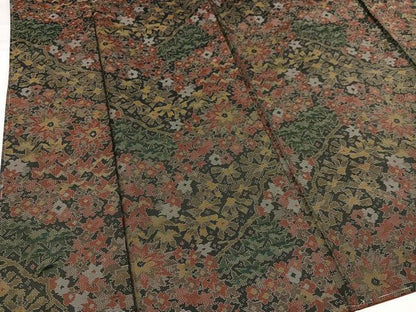平和屋着物●本場大島紬　草花文　正絹　逸品　未使用　AABH2073ph