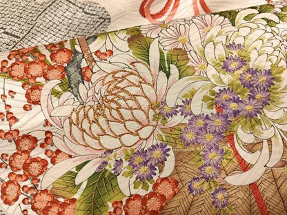 平和屋着物●豪華振袖　駒刺繍　飾花文　金彩　正絹　逸品　AABH2077ph