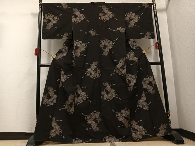 平和屋着物●本場大島紬　地空き　カタス9マルキ　唐獅子　正絹　逸品　AABH2078ph