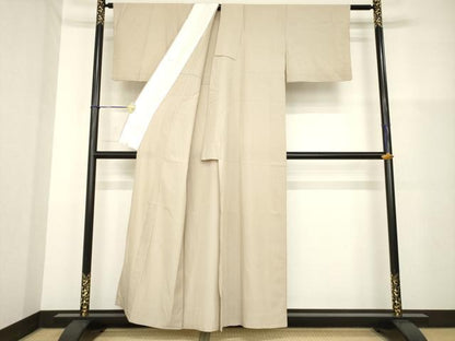 平和屋着物＊夏物 色無地 絽 白茶色 正絹 逸品 AABH2094ck