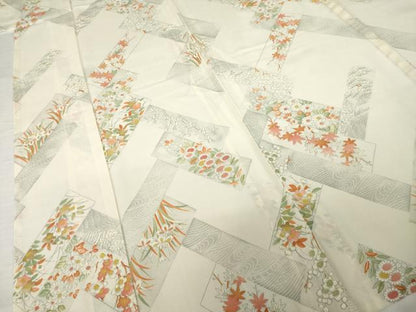 平和屋着物＊夏物 小紋 絽 短冊花文 正絹 逸品 AABH2095ck