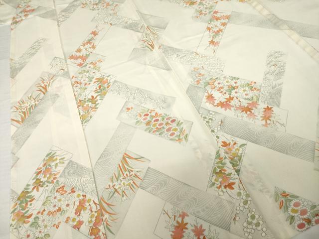 平和屋着物＊夏物 小紋 絽 短冊花文 正絹 逸品 AABH2095ck