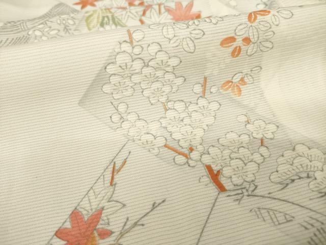 平和屋着物＊夏物 小紋 絽 短冊花文 正絹 逸品 AABH2095ck