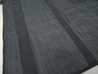平和屋着物＊夏物 男性 小千谷ちぢみ 色無地 藍鉄色 麻 逸品 AABH2096ck