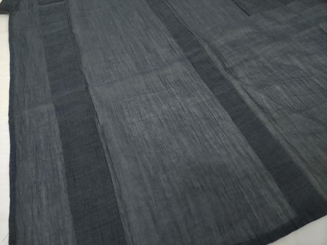 平和屋着物＊夏物 男性 小千谷ちぢみ 色無地 藍鉄色 麻 逸品 AABH2096ck