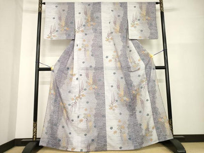平和屋着物＊夏物 小紋 絽 流水花間道 洗える着物 AABH2097ck
