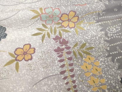 平和屋着物＊夏物 小紋 絽 流水花間道 洗える着物 AABH2097ck