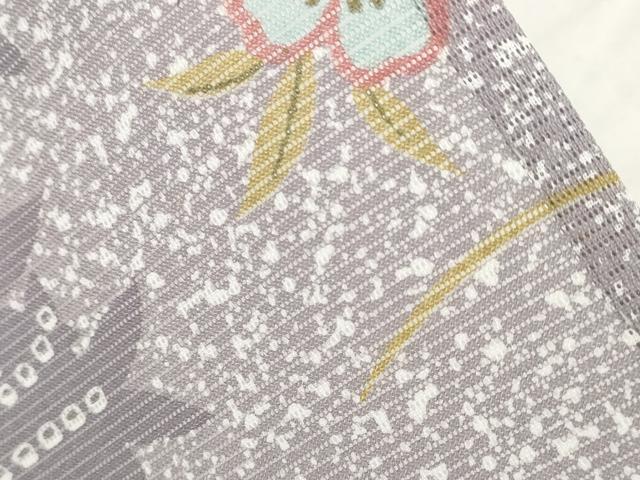 平和屋着物＊夏物 小紋 絽 流水花間道 洗える着物 AABH2097ck