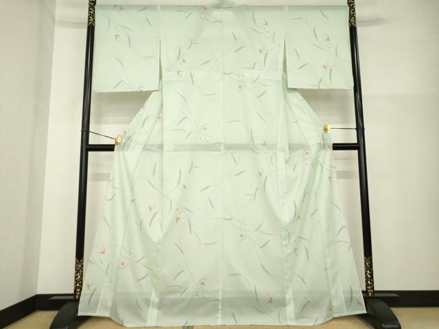 平和屋着物＊夏物 小紋 絽 草花文 洗える着物 AABH2103ck