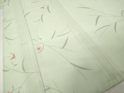 平和屋着物＊夏物 小紋 絽 草花文 洗える着物 AABH2103ck