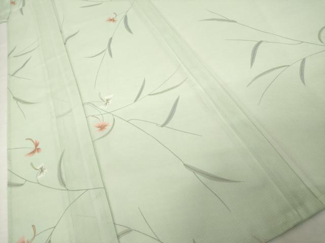 平和屋着物＊夏物 小紋 絽 草花文 洗える着物 AABH2103ck