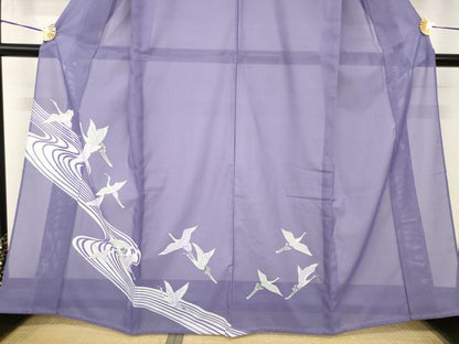 平和屋着物＊夏物 訪問着 絽 流水飛鶴文 洗える着物 AABH2107ck