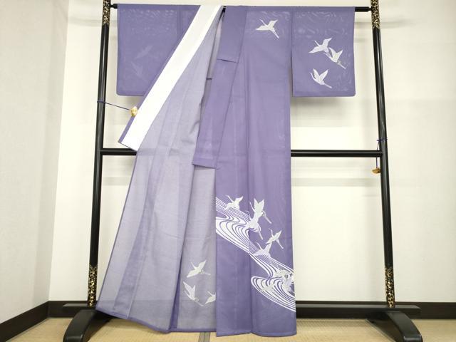 平和屋着物＊夏物 訪問着 絽 流水飛鶴文 洗える着物 AABH2107ck