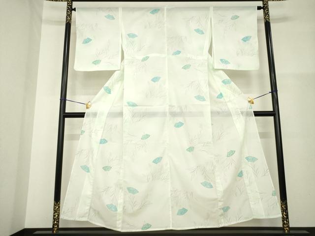 平和屋着物＊夏物 小紋 絽 舞扇花蝶文 洗える着物 AABH2108ck