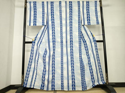 平和屋着物＊夏物 小紋 絽 流水花間道 洗える着物 AABH2110ck