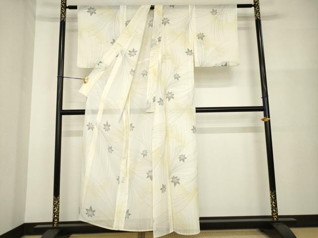 平和屋着物＊夏物 小紋 絽 楓 暈し染め 洗える着物 AABH2112ck