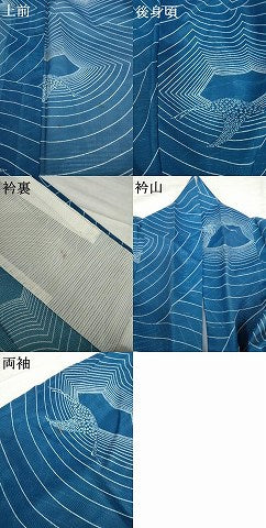 平和屋着物＊夏物 小紋 絽 地紙飛鶴文 洗える着物 AABH2113ck