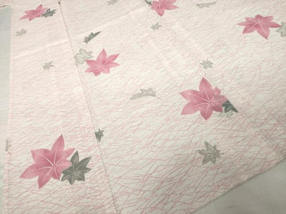 平和屋着物＊夏物　小紋　絽　楓　洗える着物　AABH2119ck
