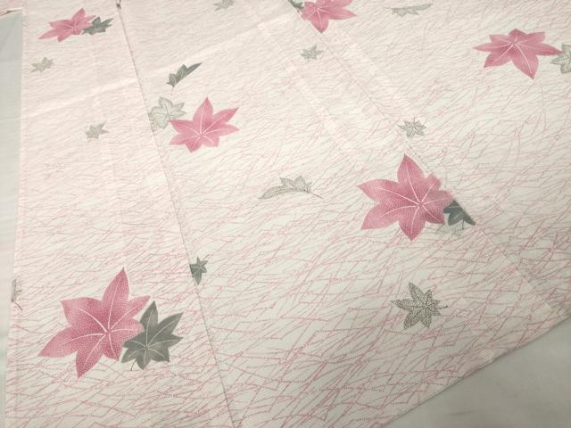 平和屋着物＊夏物　小紋　絽　楓　洗える着物　AABH2119ck