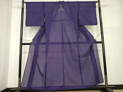 平和屋着物＊夏物 色無地 絽 濃鼠色 洗える着物 AABH2120ck