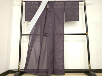 平和屋着物＊夏物 色無地 絽 似せ紫色 洗える着物 AABH2124ck