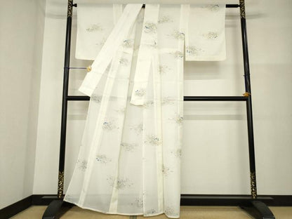 平和屋着物＊夏物 小紋 絽 草花文 小田急百貨店扱い 洗える着物 AABH2126ck