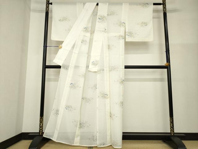 平和屋着物＊夏物 小紋 絽 草花文 小田急百貨店扱い 洗える着物 AABH2126ck