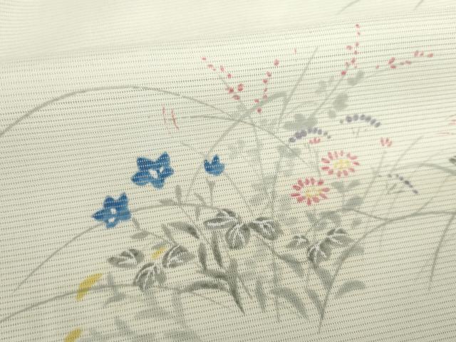 平和屋着物＊夏物 小紋 絽 草花文 小田急百貨店扱い 洗える着物 AABH2126ck