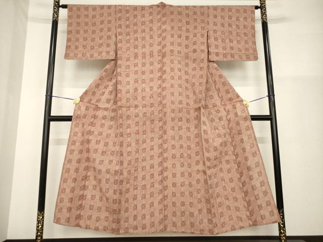 平和屋着物＊夏物 小千谷ちぢみ 幾何学文様 麻 逸品 AABH2134ck