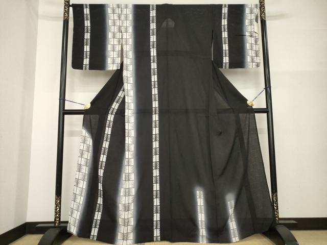 平和屋着物＊夏物　訪問着　変わり絽　間道　暈し染め　黒地　正絹　逸品　未使用　AABH2146ck